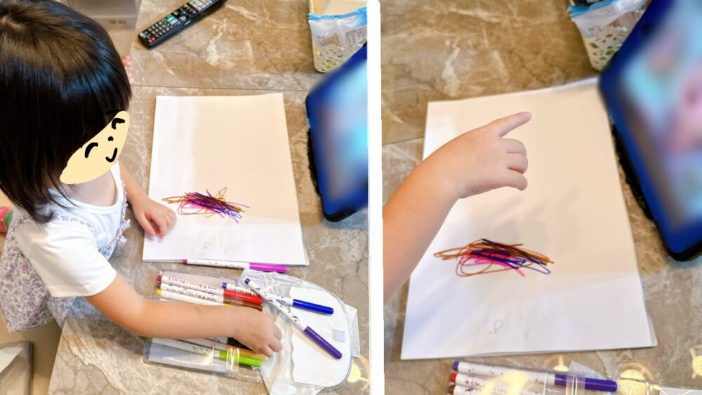 オンライン習い事ハイファイ お絵かきレッスン 3歳娘
