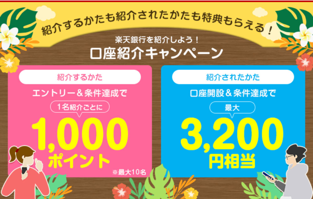 楽天銀行口座紹介キャンペーンのバナー